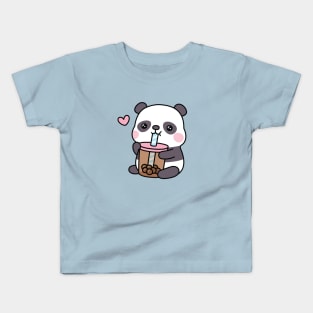 Cute Little Panda Loves Bubble Tea Kids T-Shirt